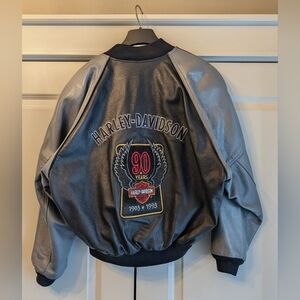 Vintage 90's Harley-Davidson 90th Anniversary Leather Jacket Size XL *Ladies*